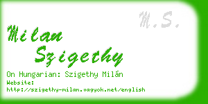 milan szigethy business card